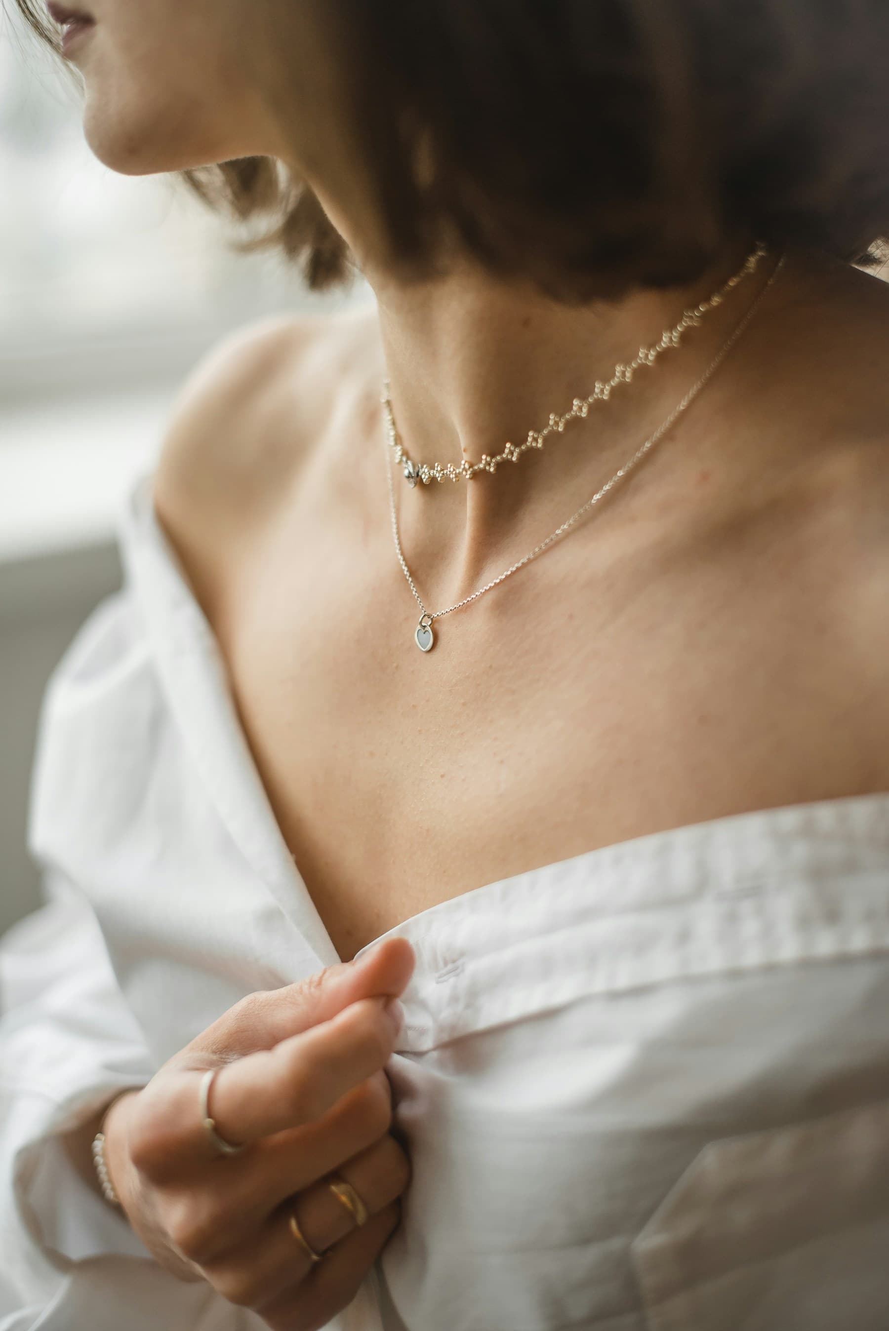 Layered Silver Necklace Set