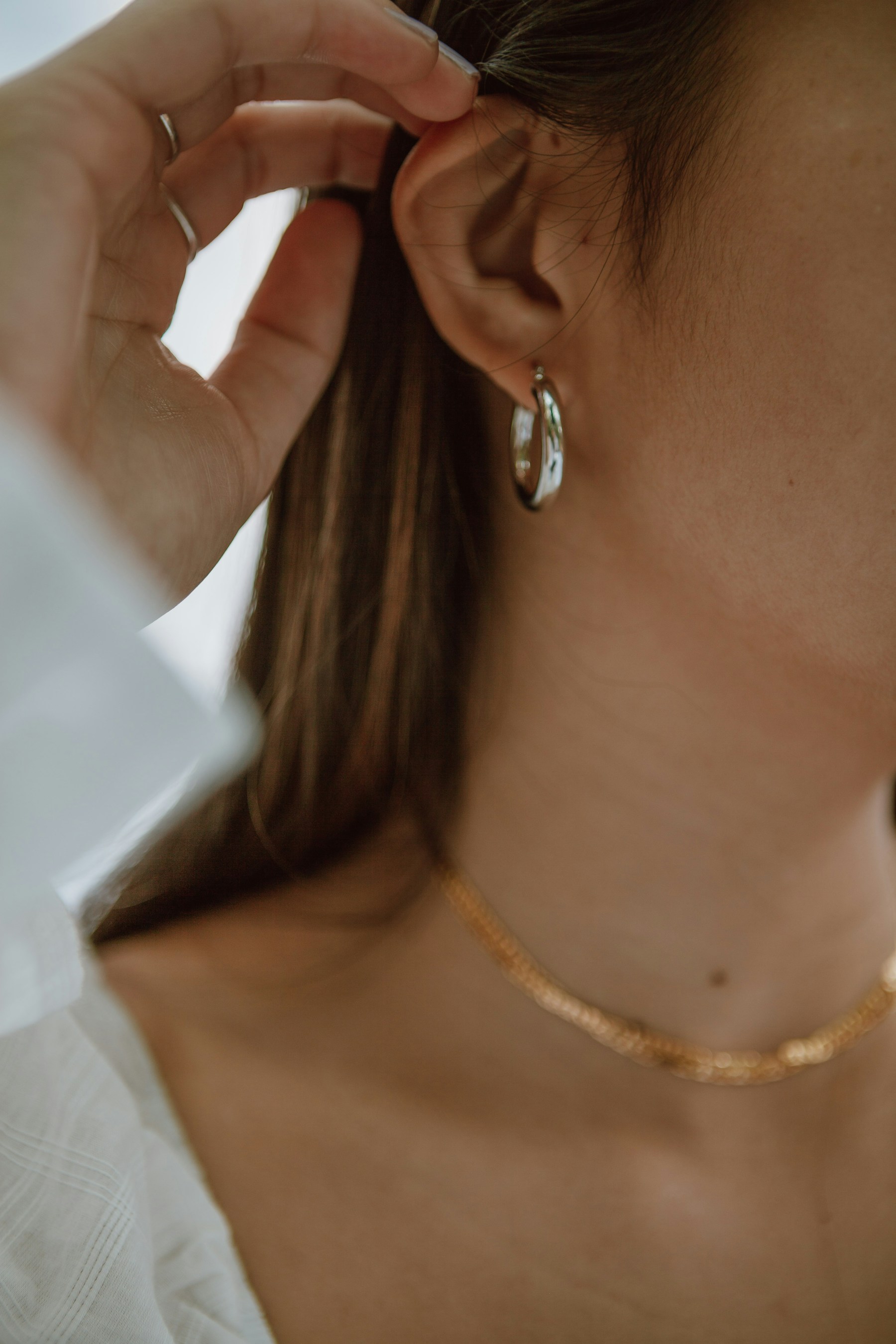 Polished Silver Chunk Hoops